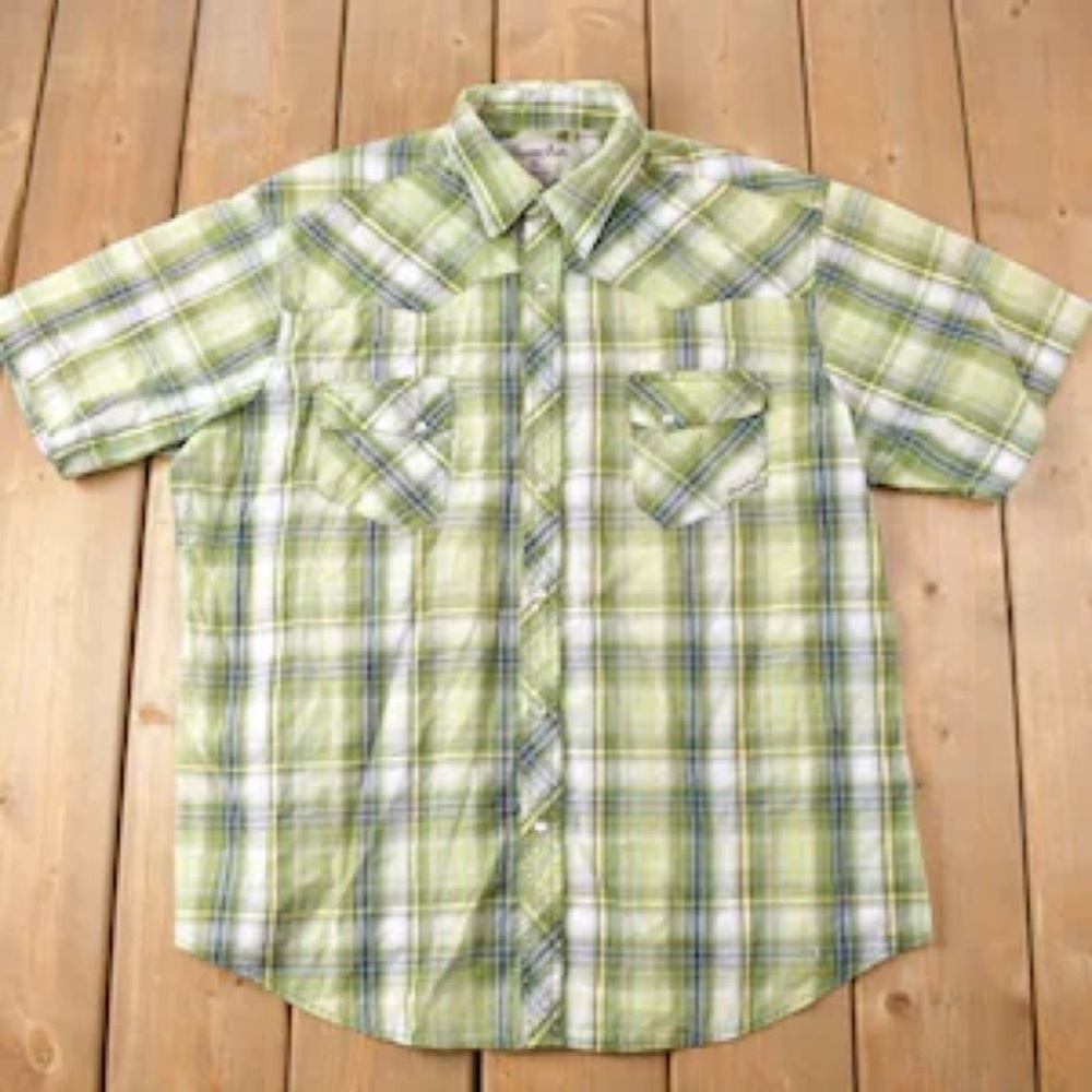 Wrangler Men's Green Plaid Button Down Shirt Sz.L
